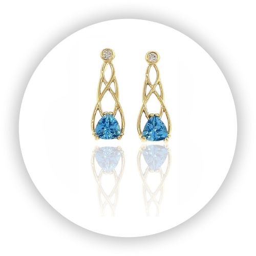 Flame Earrings With Blue Topaz