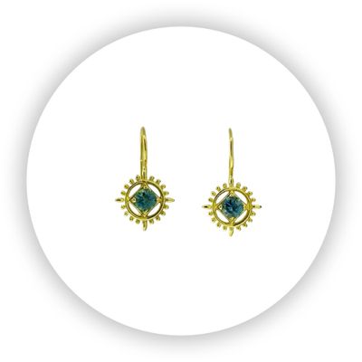 Montana Sapphire Medicine Wheel Earrings