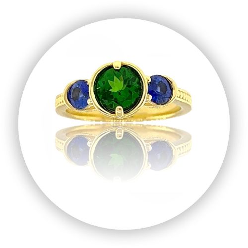 Petalo Tsavorite + Sapphire Ring 18k Yellow Gold