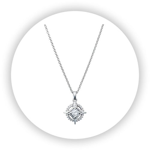 Star Medicine Wheel Pendant with Diamond White Gold