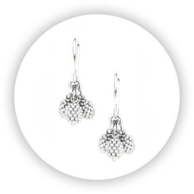 Sterling Silver Earrings Blackberries Cluster