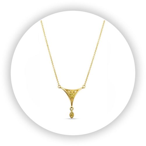 Yellow Diamond Triangle Necklace