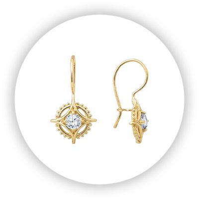 Medicine Wheel Earrings Lab Grown Diamond 18k Yellow Gold
