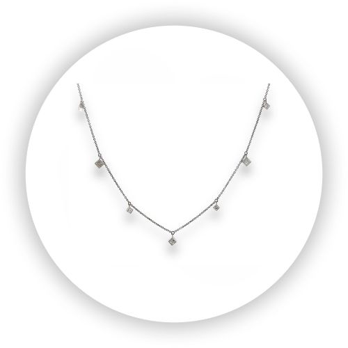 Square  Hanging Diamond Chain Necklace