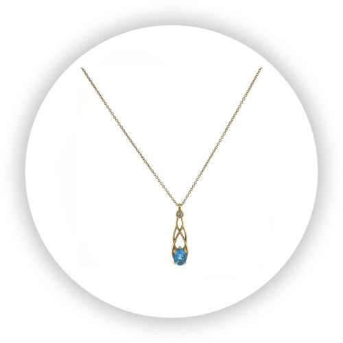Flame Pendant With Oval Blue Topaz