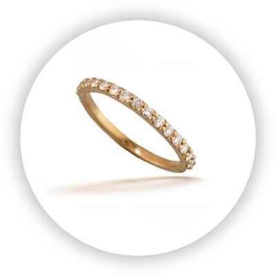 18K Rose Gold Thin Diamond Band