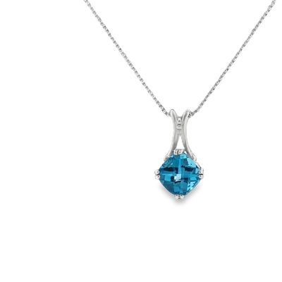 Cuzio Pendant Checkerboard cut Blue Topaz Cuzio Pendant Checkerboard cut Blue Topaz