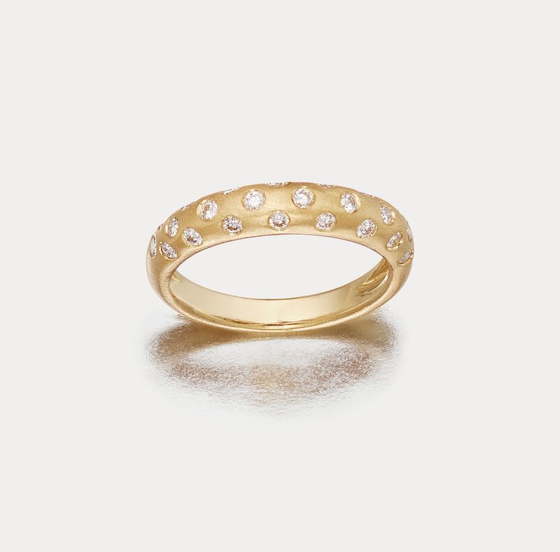 Yellow Gold Polka Dot Diamond Stacker Ring
