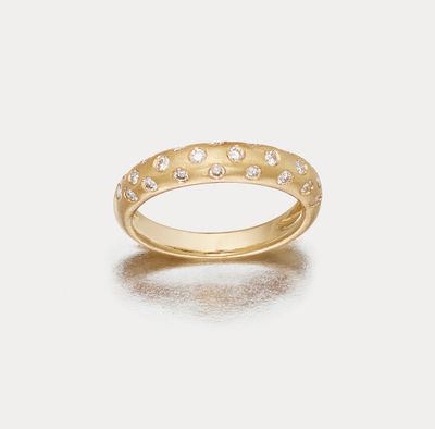 Yellow Gold Polka Dot Diamond Stacker Ring