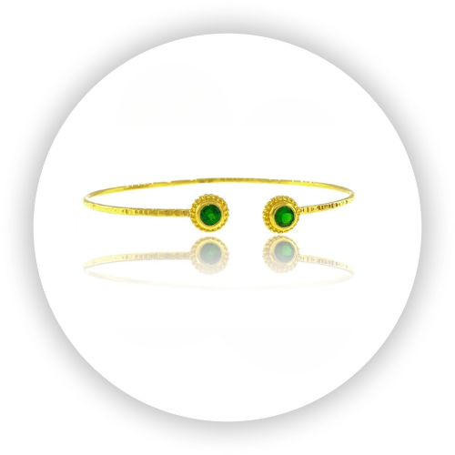 Tsavorite Garnet 18k Gold Avalon Cuff Bracelet