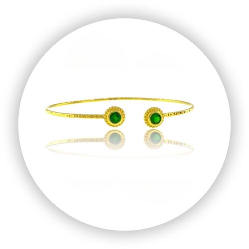 Tsavorite Garnet 18k Gold Avalon Cuff Bracelet