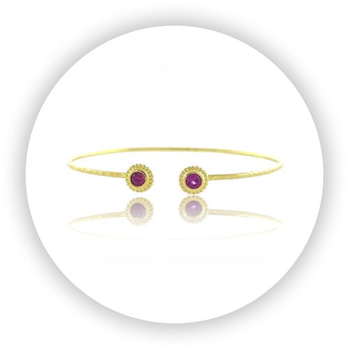 Pink Sapphire 18k Gold Avalon Cuff Bracelet