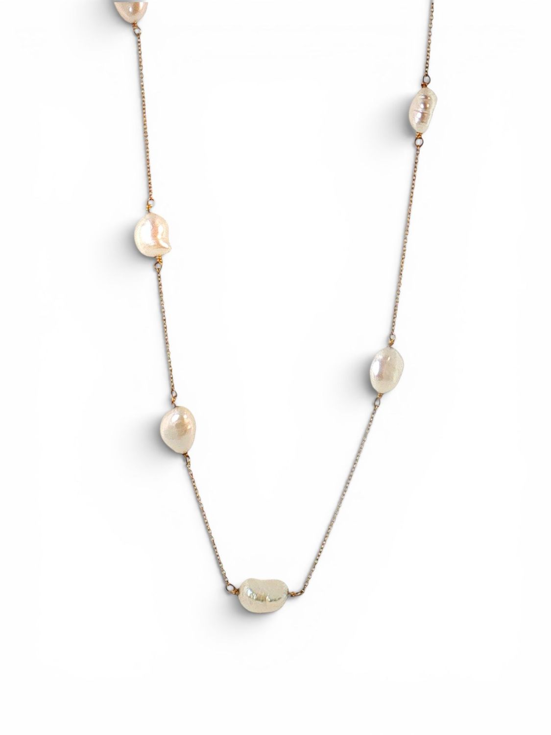 Cultured Keshi Pearl Chain Necklace