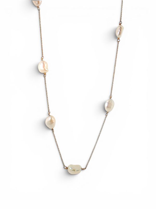 Cultured Keshi Pearl Chain Necklace