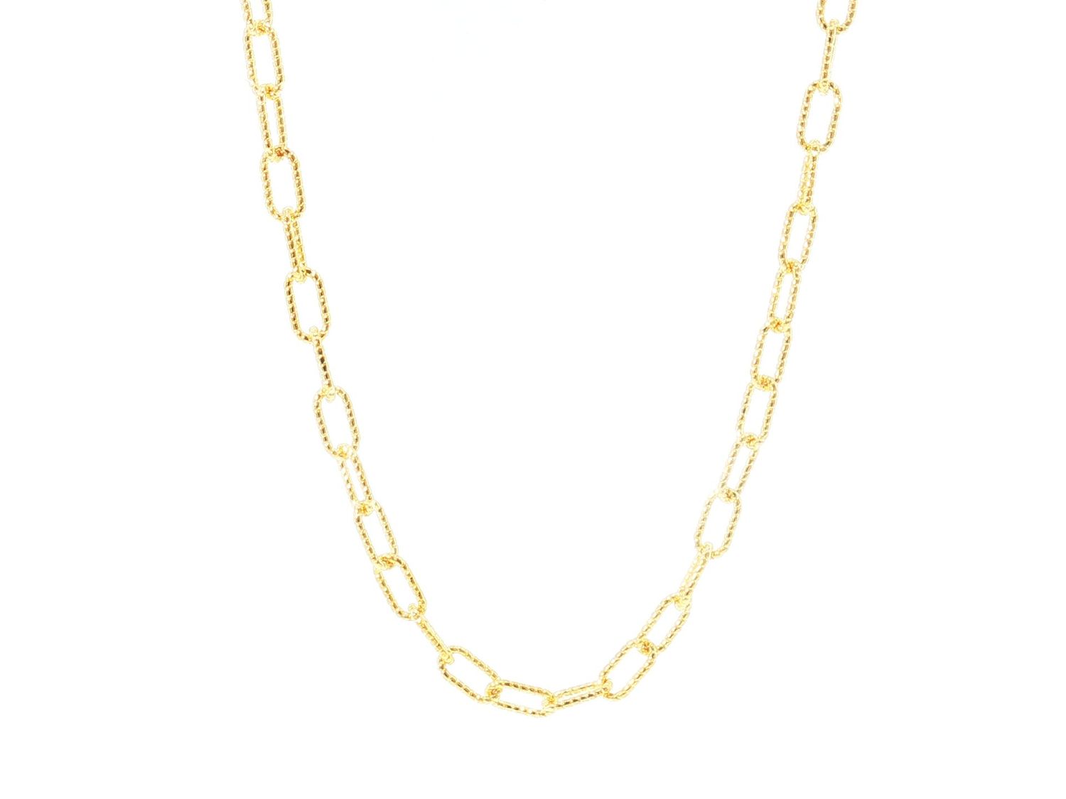 Paper Clip Textured Chain 14k Gold