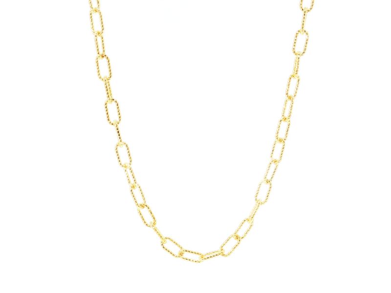 Paper Clip Textured Chain 14k Gold