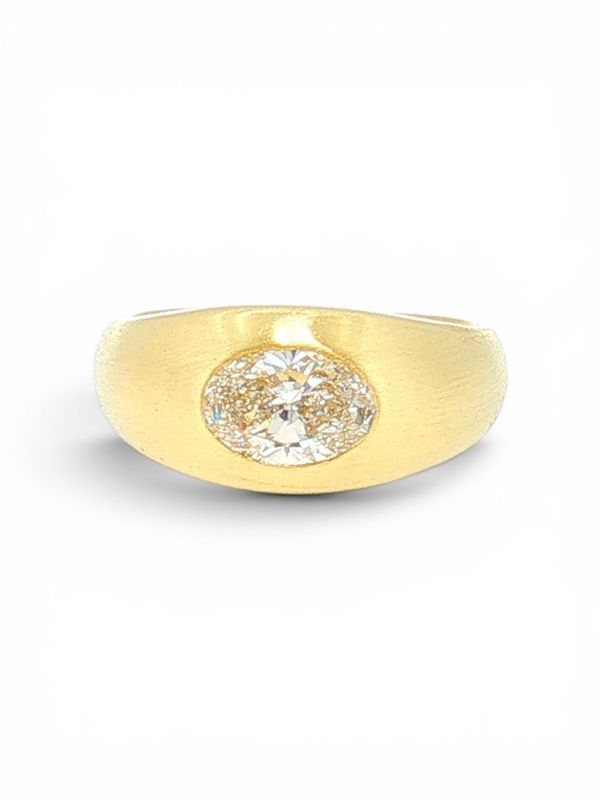 Oval Diamond Signet Ring