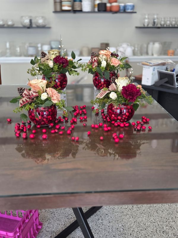 Cranberry and Pine Arrangement