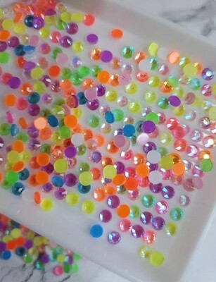 SS12 Glass rhinestone Neon Fluorescent mix colors Flatback 1440pc