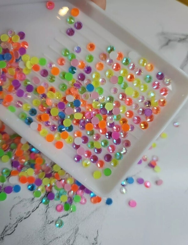 SS12 Glass rhinestone Neon Fluorescent mix colors Flatback 1440pc