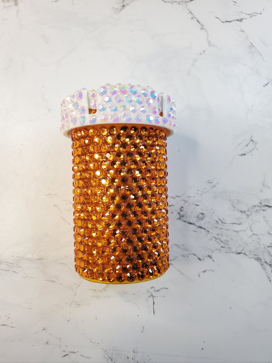 PRE ORDER Pill Bottle orange Resin Rhinestone