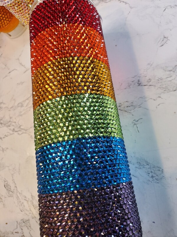 Glass Rhinestone Pride Rainbow 20oz tumbler Ready to Ship 