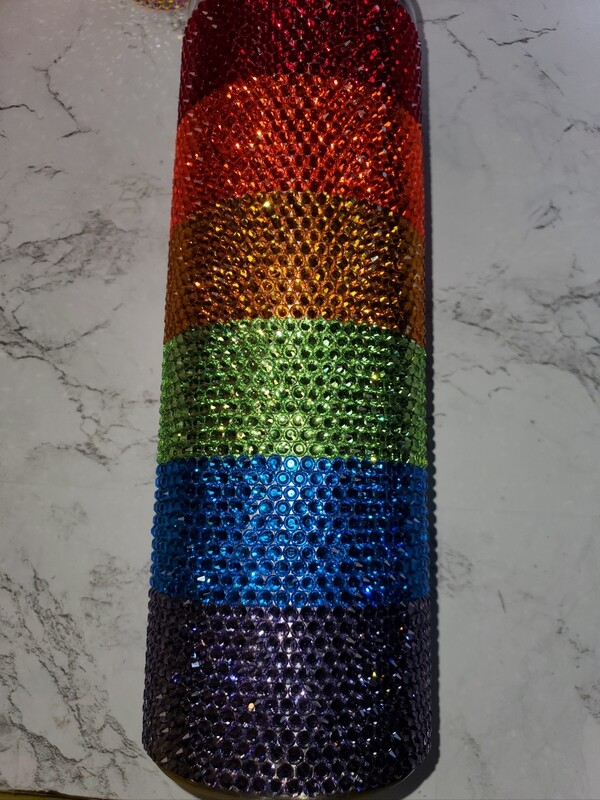 Glass Rhinestone Pride Rainbow 20oz tumbler Ready to Ship 