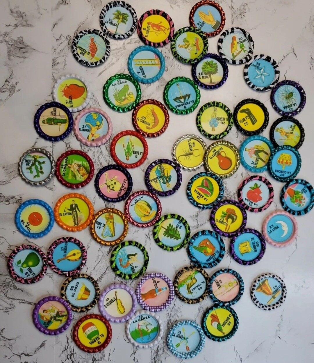 Loteria bottle caps 54pcs or 50pc loteria custom Bottle chips