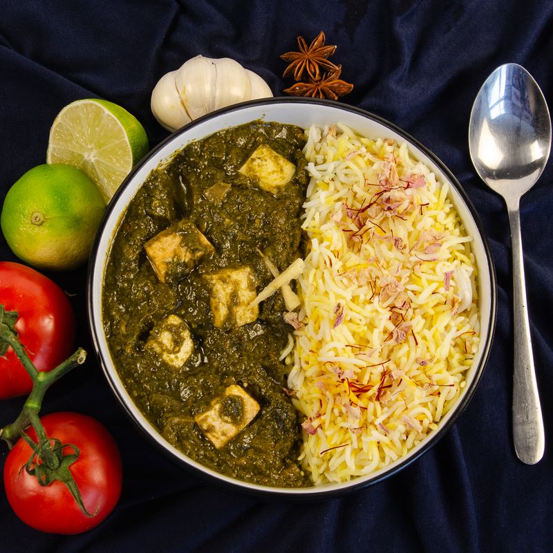 Palak Paneer with Saffron Rice