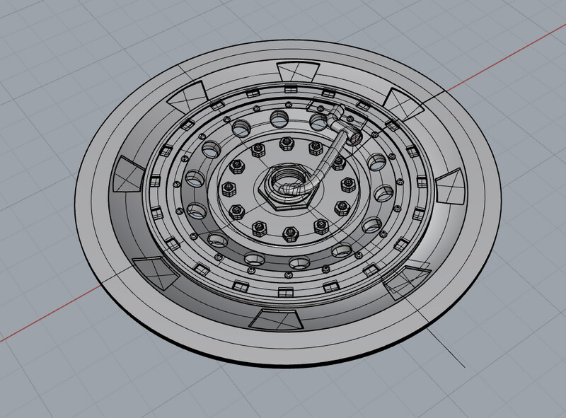 B-17 Wheel Hub 1-10 scale STL