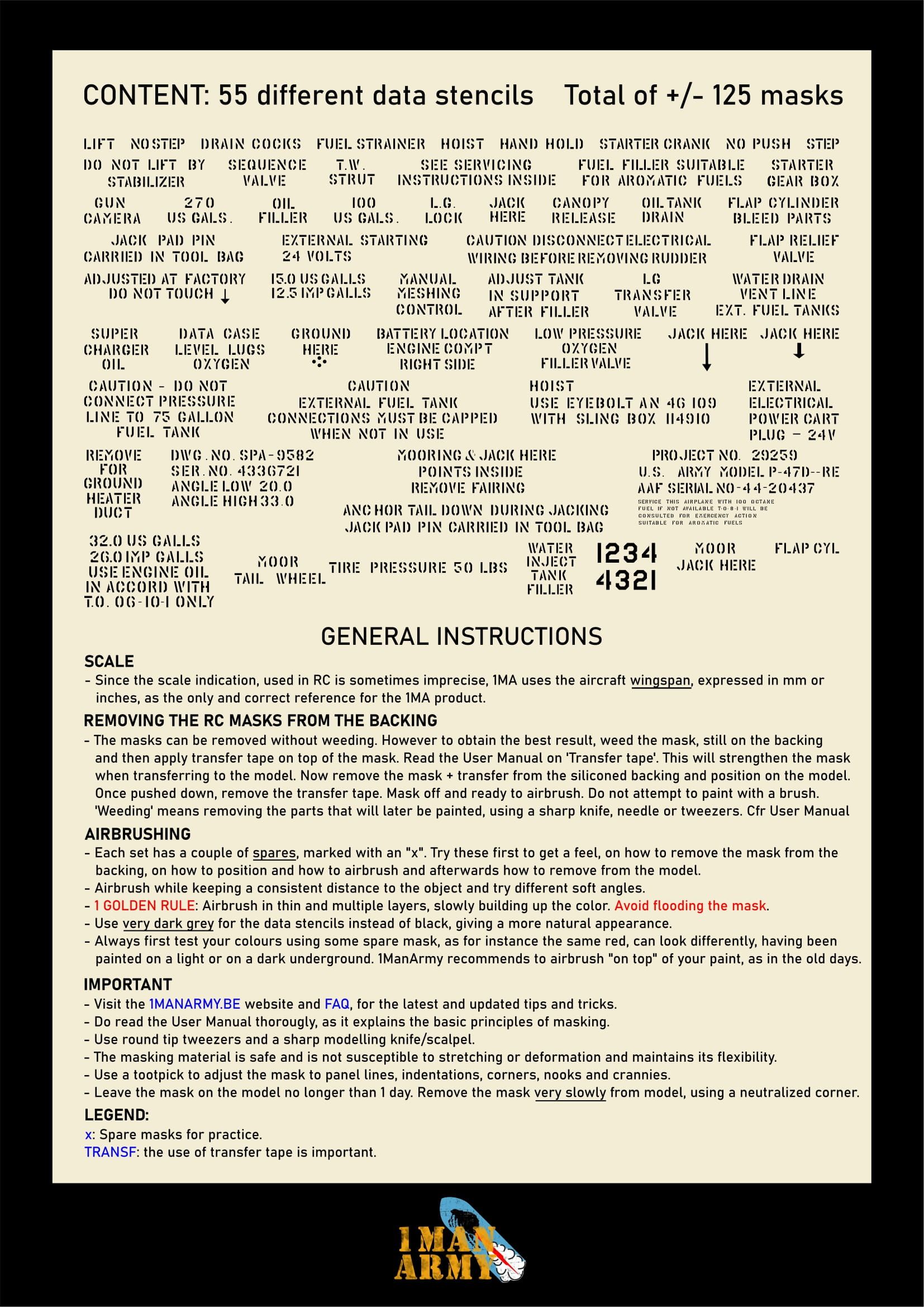 P-47 Thunderbolt Stencil Masks