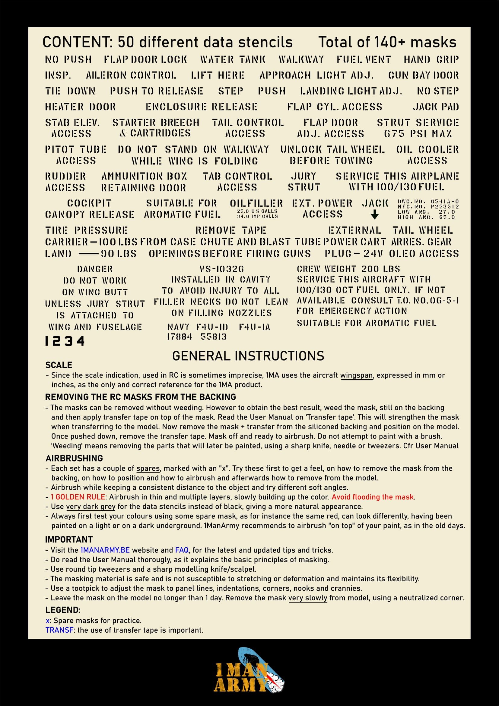 F4U Corsair Stencil Masks