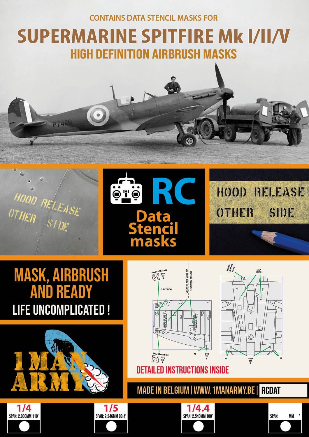 Supermarine Spitfire Mk I-V Stencil Masks