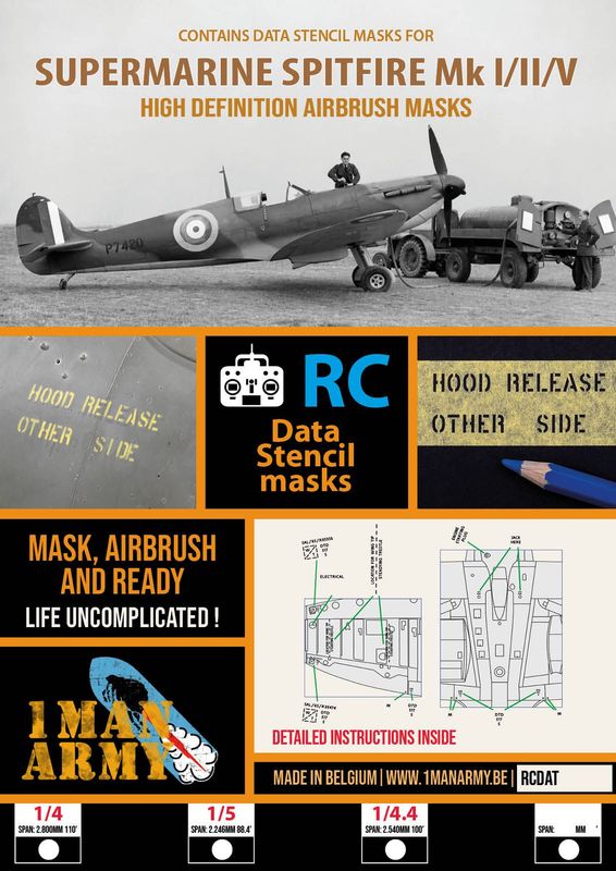 Supermarine Spitfire Mk I-V Stencil Masks