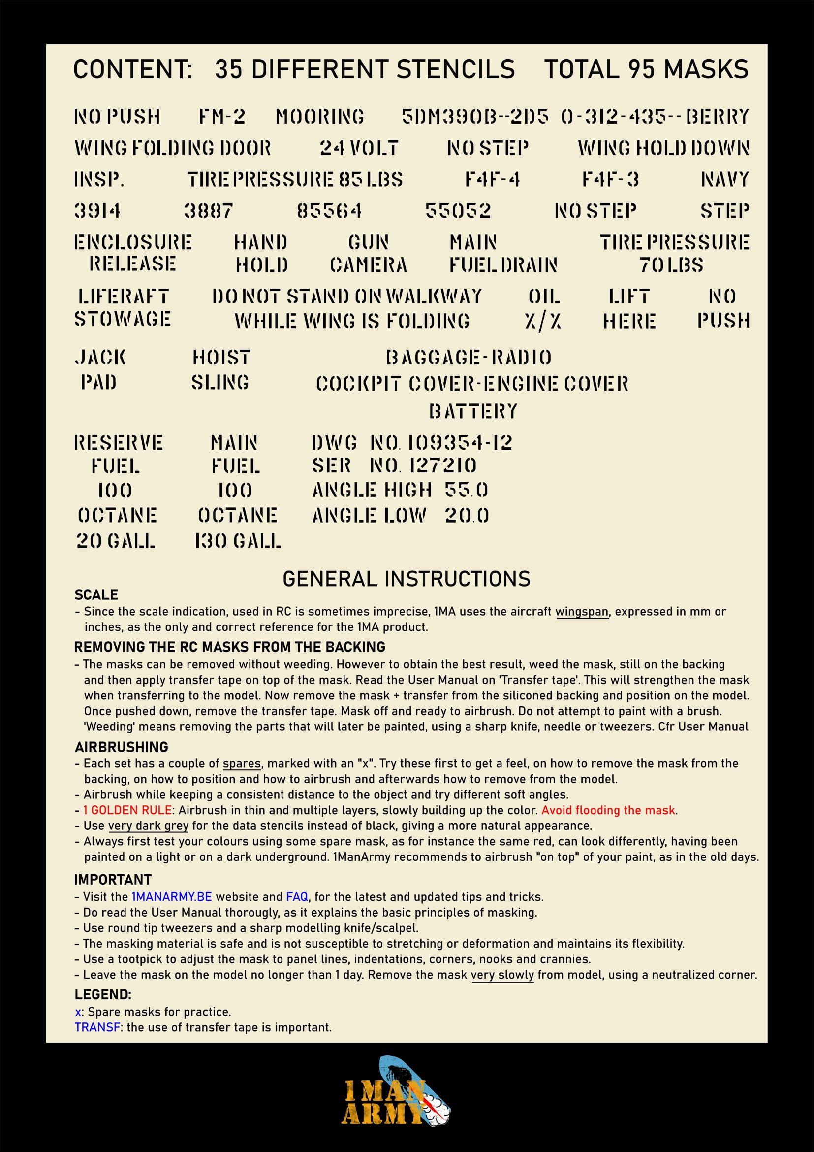F4F Wildcat Stencil Masks