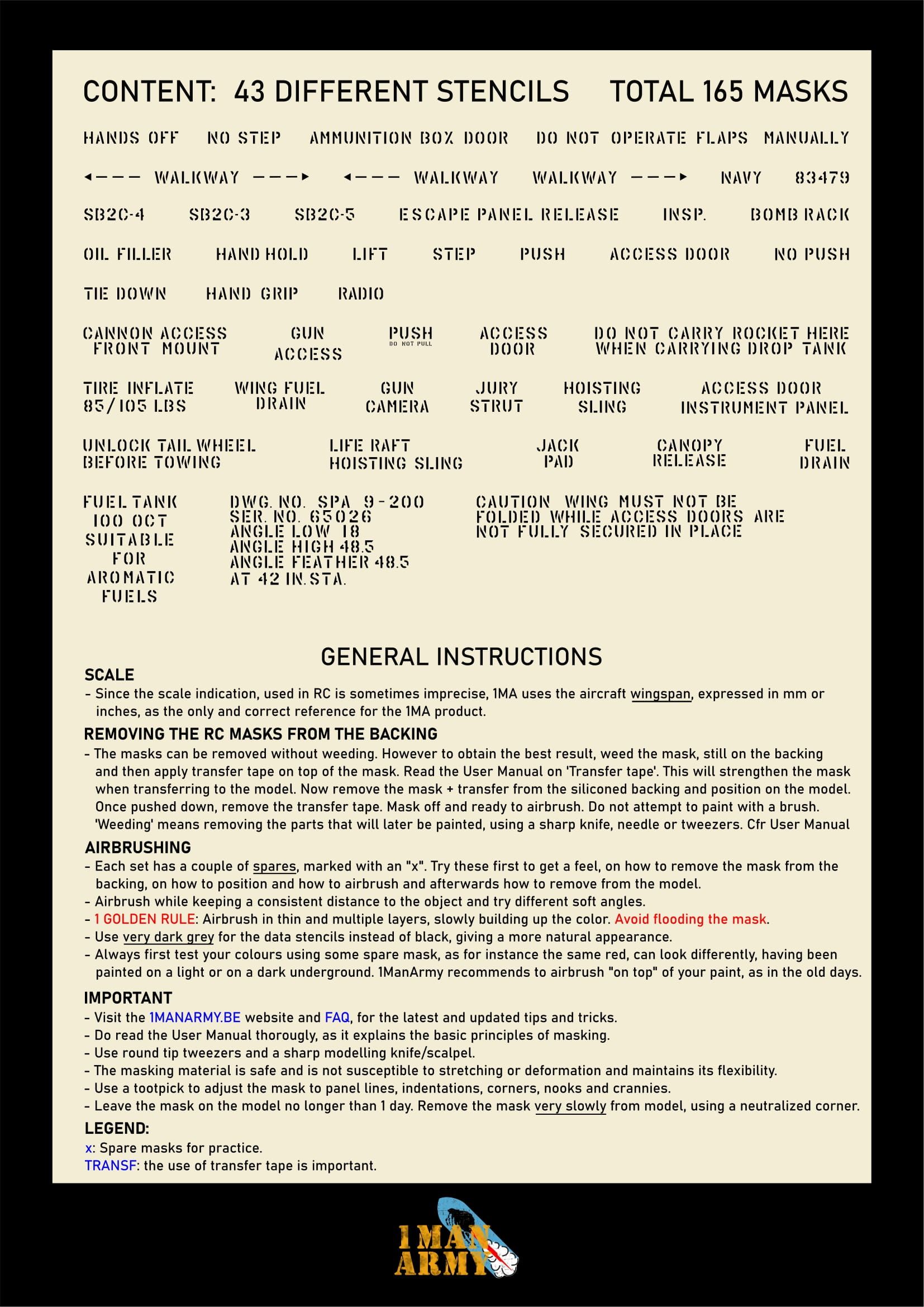 SB2C Helldiver Stencil Masks