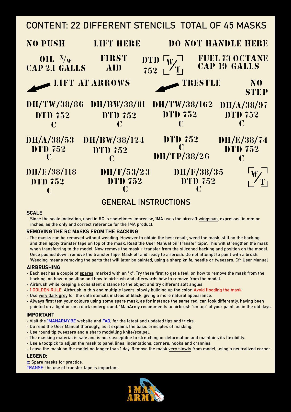 Tiger Moth DH. 82A Stencil Masks