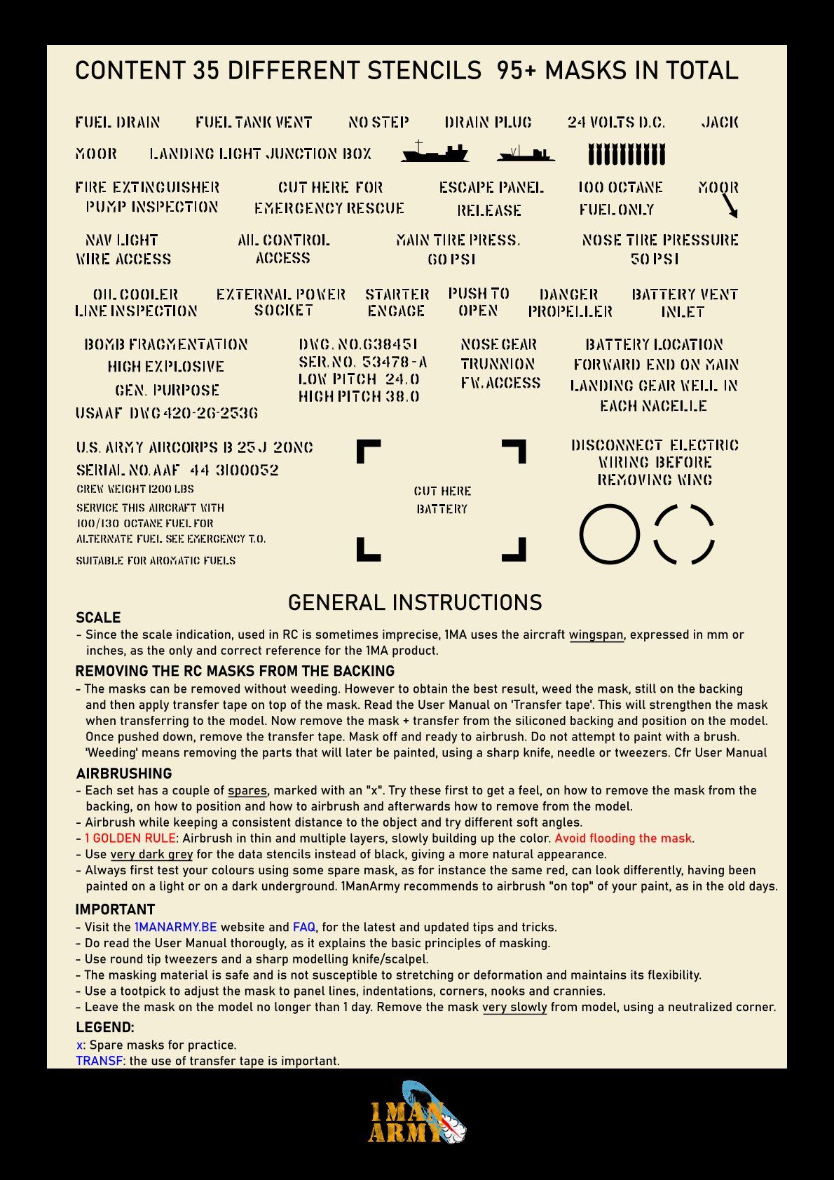 B-25 Mitchell Stencil Masks