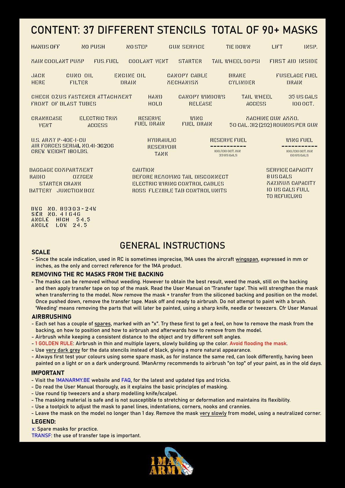 P-40 Warhawk Stencil Masks