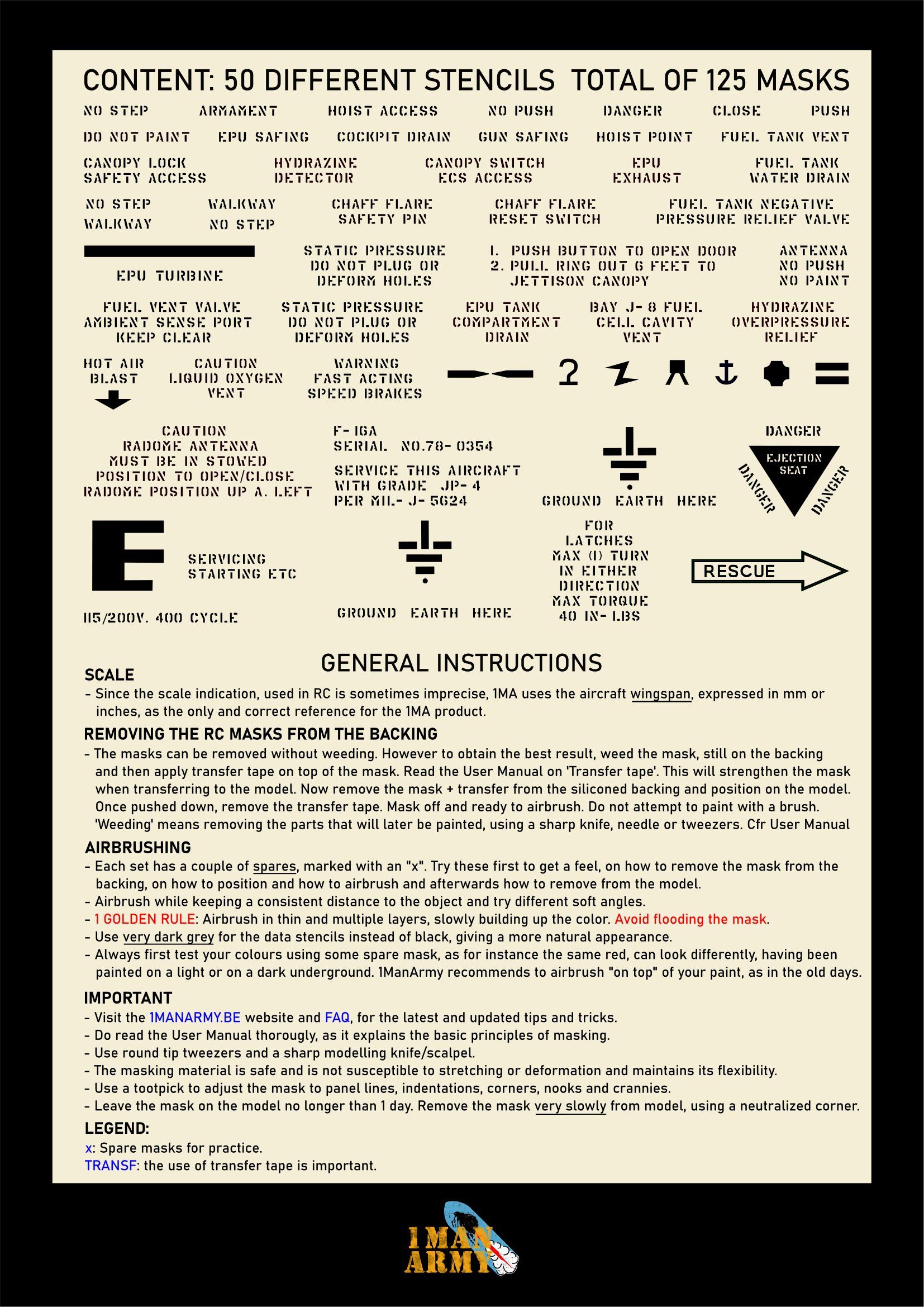 F-16 Falcon Stencil Masks