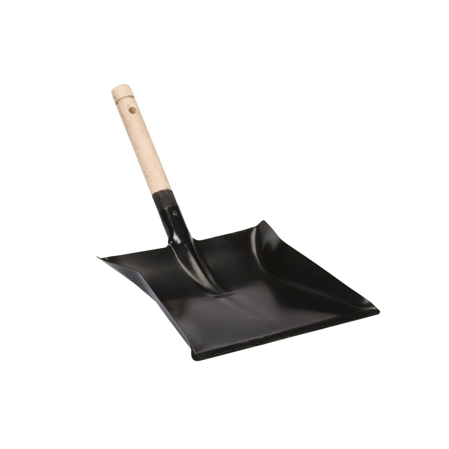 Stofblik metaal met gelakte houten steel