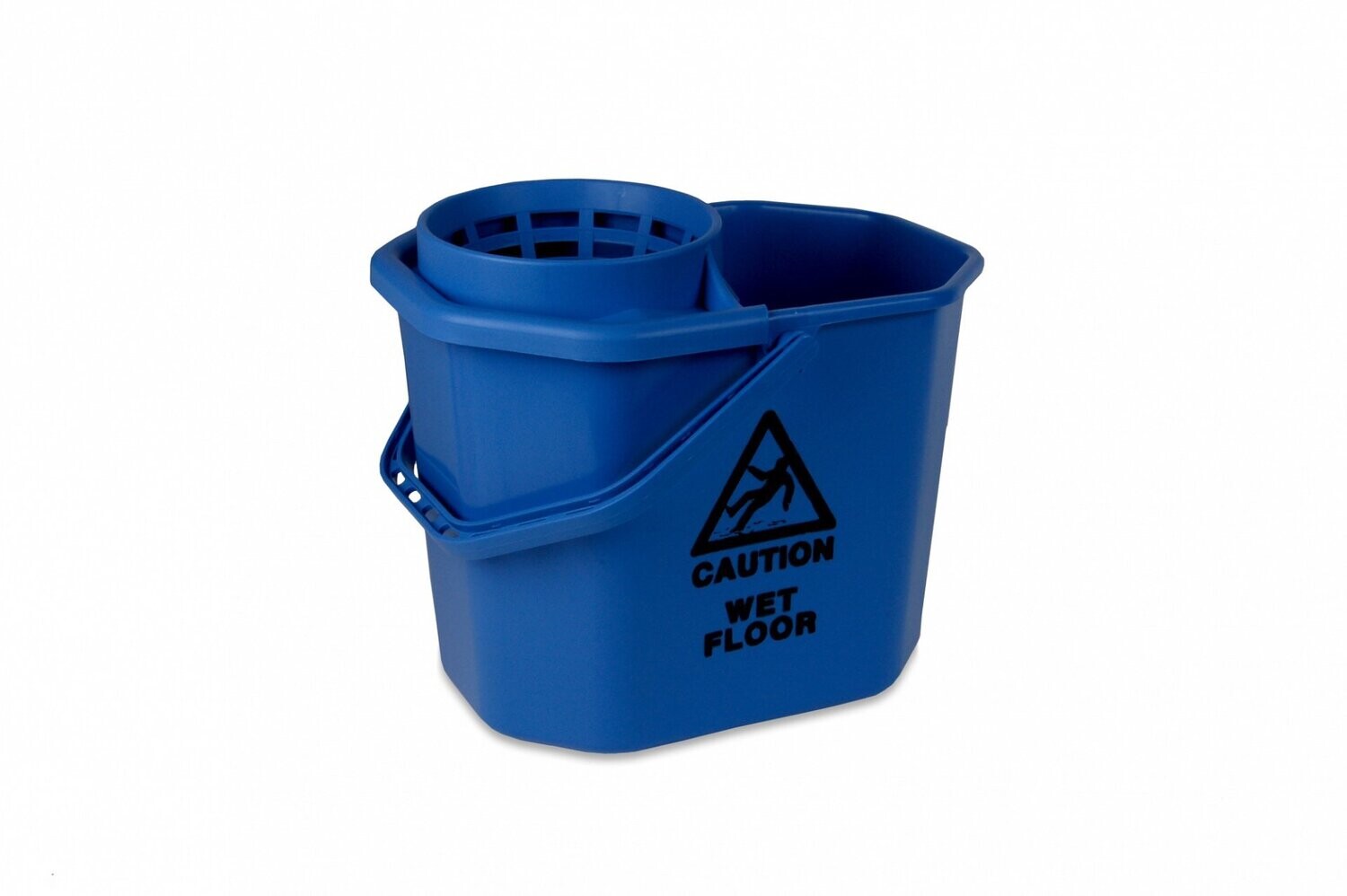 Mop emmer blauw incl. korf en waarschuwing driehoek