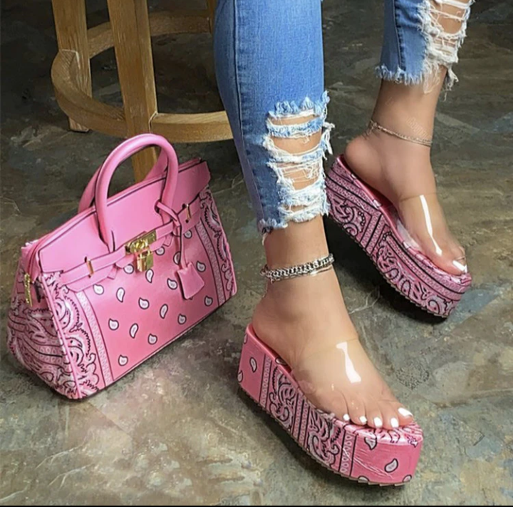 Bandana style flat heel slippers