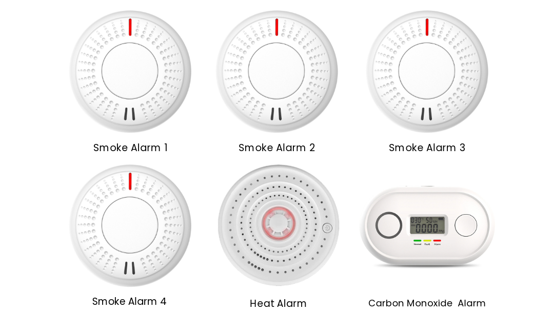 Standard Package For Medium Sized Properties: 4 Smoke Alarms + 1 Heat Alarm + 1 Carbon Monoxide Alarm