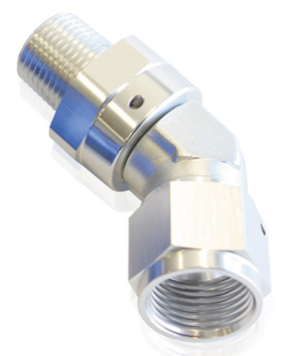 45 Deg 1/4" Npt To -4An Femalesilver Full Swivel Fitting