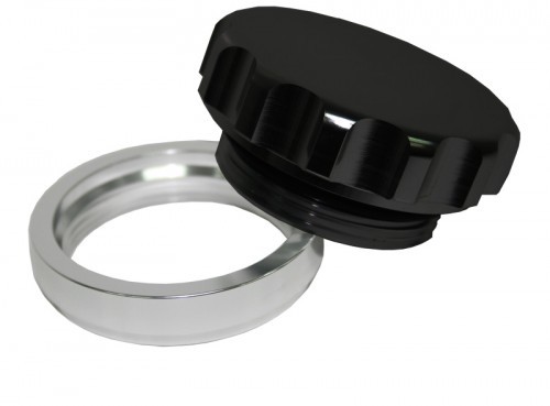 3" Alum Weld Bung And Cap     Raw Weld On / Black Cap