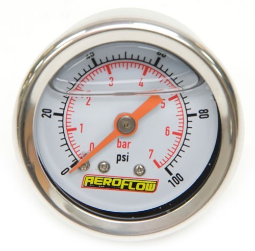 1-1/2" 0-100 Psi Liq Fil Gaugewhite Face Orange Pointer