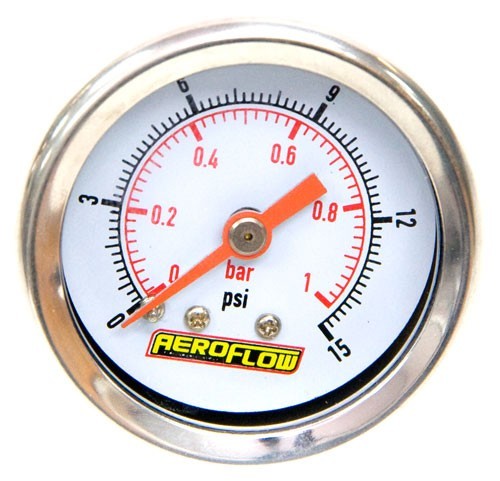 1-1/2" 0-15 Psi Pressure Gaugewhite Face Orange Pointer