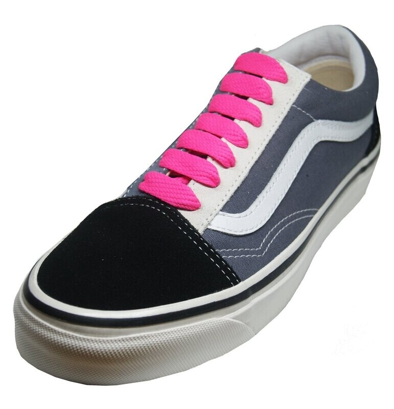 Neon pink wide flat skateboard laces
