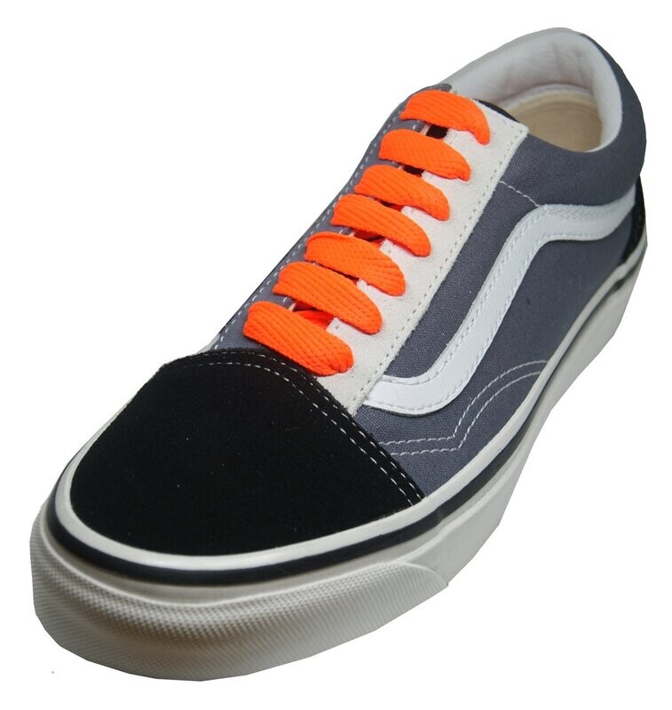 Neon orange wide flat skateboard laces